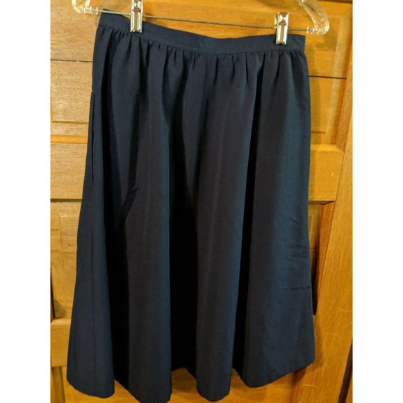 Domino Navy Blue Skirt Size 10 Modest Womens Front Slit Lined - Picture 3 of 5